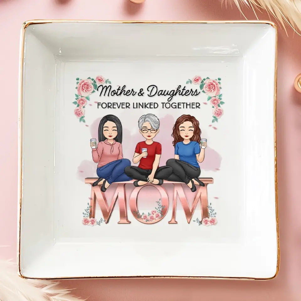 A Mother's Treasure Is Her Daughter - Family Personalized Custom Jewelry Dish - Gift For Mom, Daughter