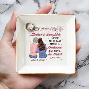 Mother & Daughter Never Truly Part - Family Personalized Custom Jewelry Dish - Gift For Mom, Daughter