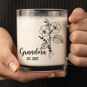 A Grandma Is Warm Hugs And Sweet Memories - Family Personalized Custom Glass Mug - Gift For Mom, Grandma