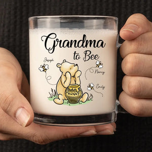 Grandma To Bee - Family Personalized Custom Glass Mug - Gift For Mom, Grandma