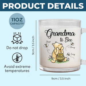 Grandma To Bee - Family Personalized Custom Glass Mug - Gift For Mom, Grandma