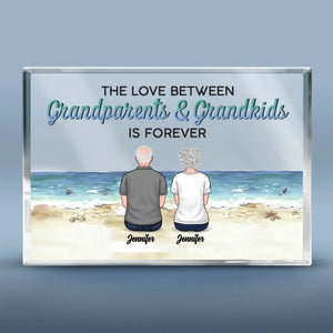 The Love Between Grandparents And Grandkids Knows No Distance - Family Personalized Custom Rectangle Shaped Acrylic Plaque - Gift For Family Members