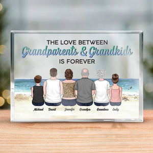 The Love Between Grandparents And Grandkids Knows No Distance - Family Personalized Custom Rectangle Shaped Acrylic Plaque - Gift For Family Members