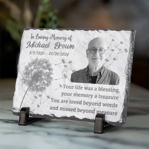 Custom Photo Your Life Was A Blessing - Memorial Personalized Custom Rectangle Shaped Stone With Stand - Sympathy Gift For Family Members