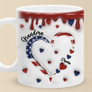 Grandma's Heart Brims With Boundless Love - Family Personalized Custom 3D Inflated Effect Printed Mug - Gift For Mom, Grandma