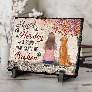 A Bond That Can't Be Broken - Memorial Personalized Custom Rectangle Shaped Stone With Stand - Sympathy Gift For Pet Owners, Pet Lovers