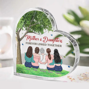 We Forever Linked Together - Family Personalized Custom Heart Shaped Acrylic Plaque - Gift For Mom, Daughter