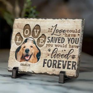 Custom Photo You Have Left Pawprints On Our Hearts - Memorial Personalized Custom Rectangle Shaped Stone With Stand - Sympathy Gift For Pet Owners, Pet Lovers