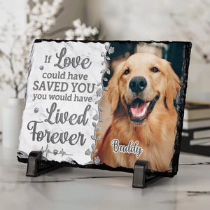 Custom Photo A Heartbeat At My Feet - Memorial Personalized Custom Rectangle Shaped Stone With Stand - Sympathy Gift For Pet Owners, Pet Lovers