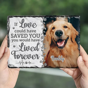 Custom Photo A Heartbeat At My Feet - Memorial Personalized Custom Rectangle Shaped Stone With Stand - Sympathy Gift For Pet Owners, Pet Lovers