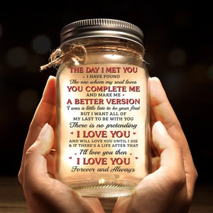 Your First Kiss Or Your First Love - Couple Personalized Custom Mason Jar Light - Gift For Couple, Husband Wife, Anniversary