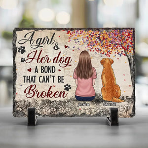 A Bond That Can't Be Broken - Memorial Personalized Custom Rectangle Shaped Stone With Stand - Sympathy Gift For Pet Owners, Pet Lovers