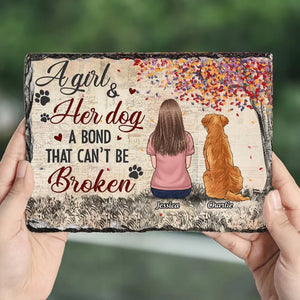 A Bond That Can't Be Broken - Memorial Personalized Custom Rectangle Shaped Stone With Stand - Sympathy Gift For Pet Owners, Pet Lovers