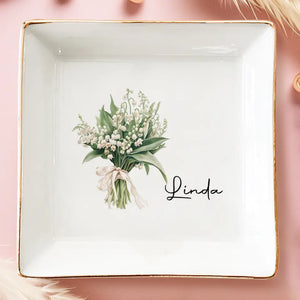 Flowers Don’t Tell They Show - Bestie Personalized Custom Jewelry Dish - Gift For Best Friends, BFF, Sisters