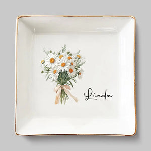 Flowers Don’t Tell They Show - Bestie Personalized Custom Jewelry Dish - Gift For Best Friends, BFF, Sisters