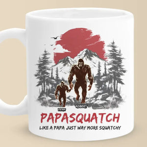 When The Moon Shines, Bigfoot Papa Rises - Family Personalized Custom Mug - Gift For Dad, Grandpa