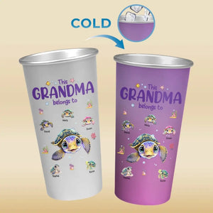 This Grandma Turtle Belongs To - Family Personalized Custom Aluminum Changing Color Cup - Gift For Grandma