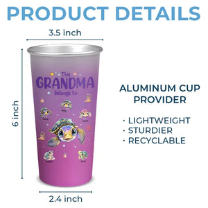 This Grandma Turtle Belongs To - Family Personalized Custom Aluminum Changing Color Cup - Gift For Grandma