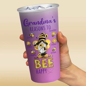 Grandma's Reasons To Bee Happy - Family Personalized Custom Aluminum Changing Color Cup - Gift For Grandma