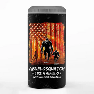 Papa Bigfoot, Protector Of The Wild - Family Personalized Custom 4 In 1 Can Cooler Tumbler - Gift For Dad, Grandpa