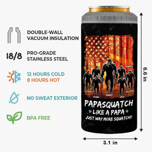 Papa Bigfoot, Protector Of The Wild - Family Personalized Custom 4 In 1 Can Cooler Tumbler - Gift For Dad, Grandpa