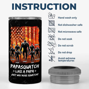 Papa Bigfoot, Protector Of The Wild - Family Personalized Custom 4 In 1 Can Cooler Tumbler - Gift For Dad, Grandpa