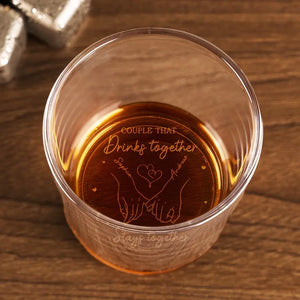 Couple That Drinks Together Stays Together - Couple Personalized Custom Whiskey Glass - Gift For Husband Wife, Anniversary