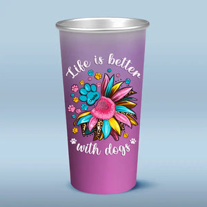 Dogs Leave Pawprints On Our Hearts - Dog Personalized Custom Aluminum Changing Color Cup - Gift For Pet Owners, Pet Lovers