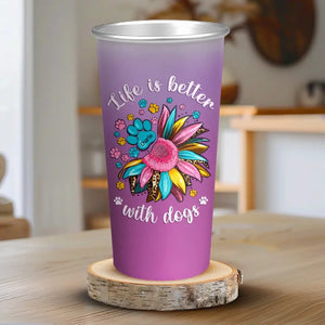 Dogs Leave Pawprints On Our Hearts - Dog Personalized Custom Aluminum Changing Color Cup - Gift For Pet Owners, Pet Lovers