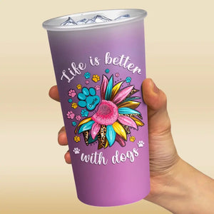 Dogs Leave Pawprints On Our Hearts - Dog Personalized Custom Aluminum Changing Color Cup - Gift For Pet Owners, Pet Lovers