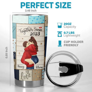 Together Is Our Favorite Place To Be - Couple Personalized Custom Tumbler - Gift For Husband Wife, Anniversary