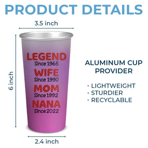 Legend Since - Family Personalized Custom Aluminum Changing Color Cup - Gift For Mom, Grandma