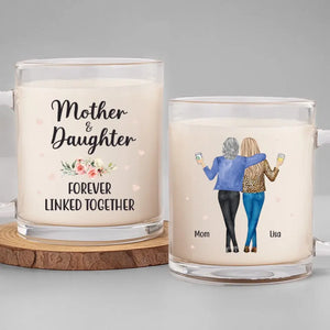 Happiness Is Mother And Daughter Time - Family Personalized Custom Glass Mug - Gift For Mom, Grandma