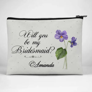 Side By Side Through The Bride’s Side - Bestie Personalized Custom Cosmetic Bag - Wedding Gift, Bridesmaid Gift For Best Friends, BFF, Sisters