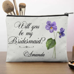 Side By Side Through The Bride’s Side - Bestie Personalized Custom Cosmetic Bag - Wedding Gift, Bridesmaid Gift For Best Friends, BFF, Sisters