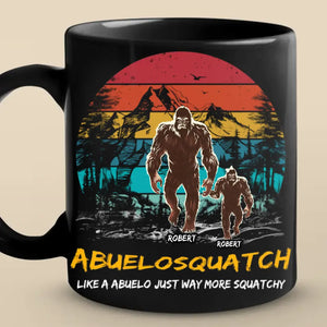 Daddy Bigfoot - Family Personalized Custom Black Mug - Gift For Dad, Grandpa