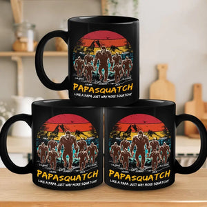 Daddy Bigfoot - Family Personalized Custom Black Mug - Gift For Dad, Grandpa