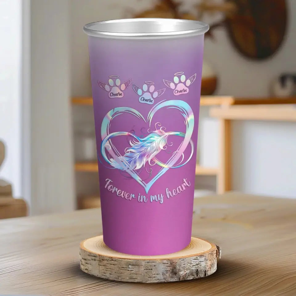 Forever In My Heart - Memorial Personalized Custom Aluminum Changing Color Cup - Sympathy Gift For Pet Owners, Pet Lovers