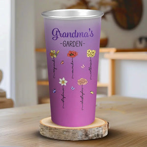 Grandma's Garden - Family Personalized Custom Aluminum Changing Color Cup - Gift For Mom, Grandma