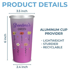 Grandma's Garden - Family Personalized Custom Aluminum Changing Color Cup - Gift For Mom, Grandma