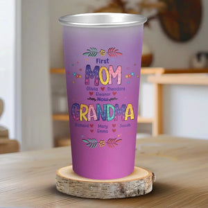 First Momma, Now Mawmaw - Family Personalized Custom Aluminum Changing Color Cup - Gift For Mom, Grandma