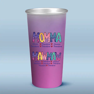 First Momma, Now Mawmaw - Family Personalized Custom Aluminum Changing Color Cup - Gift For Mom, Grandma