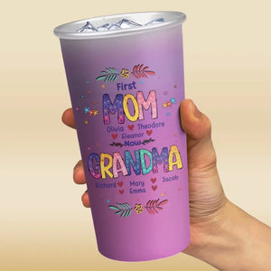 First Momma, Now Mawmaw - Family Personalized Custom Aluminum Changing Color Cup - Gift For Mom, Grandma