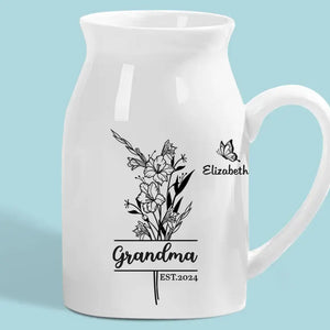 The Love In A Grandmother's Heart Blossoms Like A Thriving Garden - Family Personalized Custom Home Decor Flower Vase - House Warming Gift For Mom, Grandma