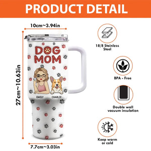 Pets Fill Your Heart - Dog & Cat Personalized Custom 3D Inflated Effect Printed 40 Oz Stainless Steel Tumbler With Handle - Gift For Pet Owners, Pet Lovers