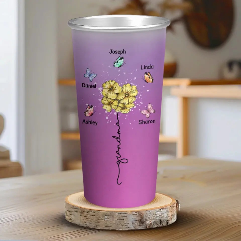 Grandma Fills Your Heart - Family Personalized Custom Aluminum Changing Color Cup - Gift For Mom, Grandma