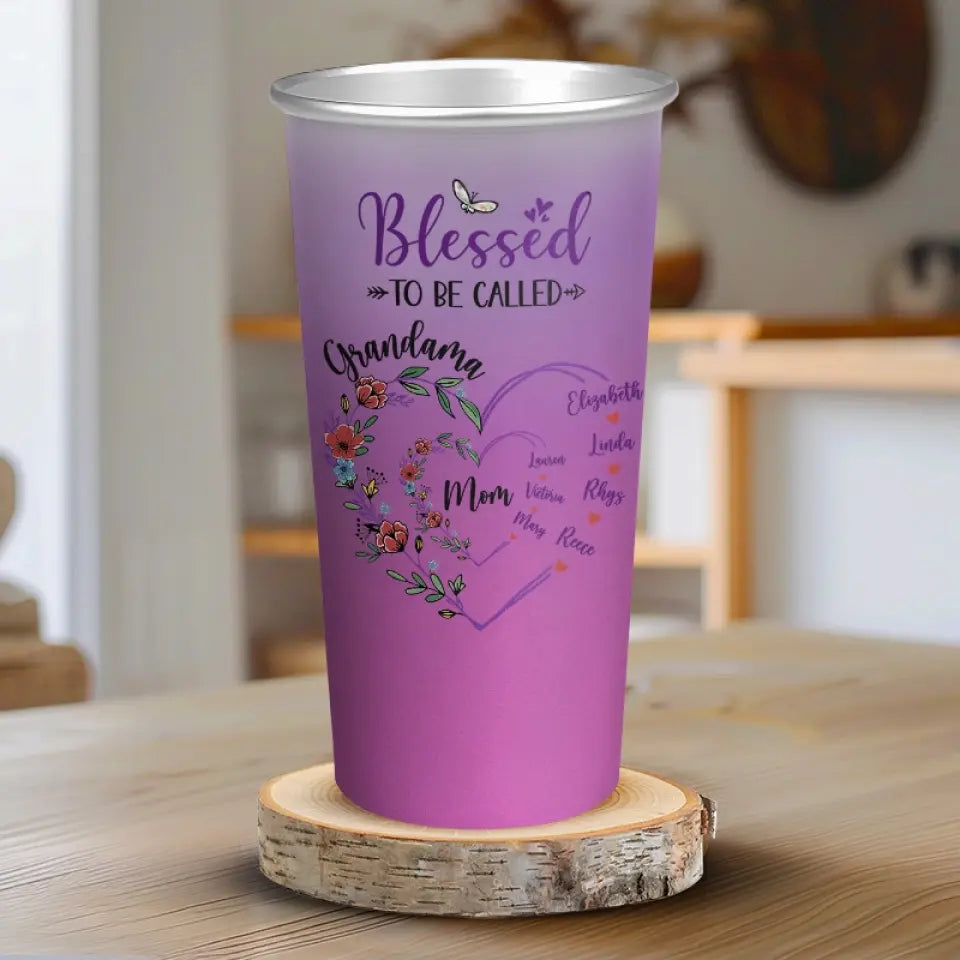 Blessed To Be Called Grandma - Family Personalized Custom Aluminum Changing Color Cup - Gift For Mom, Grandma