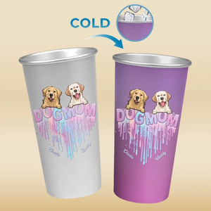 Fur Mom - Dog & Cat Personalized Custom Aluminum Changing Color Cup - Gift For Pet Owners, Pet Lovers