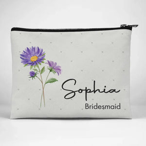 Blooming With Beauty - Bestie Personalized Custom Cosmetic Bag - Wedding Gift, Bridesmaid Gift For Best Friends, BFF, Sisters