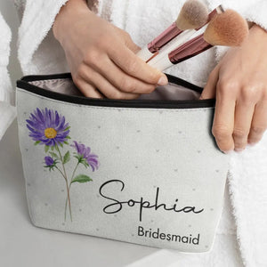 Blooming With Beauty - Bestie Personalized Custom Cosmetic Bag - Wedding Gift, Bridesmaid Gift For Best Friends, BFF, Sisters